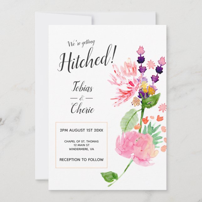 Invitation de mariage florale Nous nous marions (Devant)