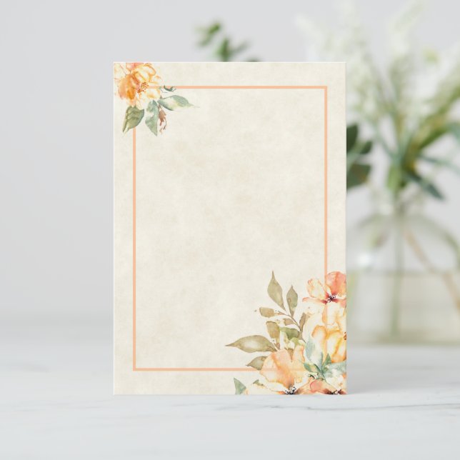 Invitation de mariage florale orange et jaune budg (Debout devant)