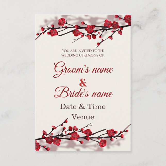 Invitation de mariage florale orientale élégante (Devant)