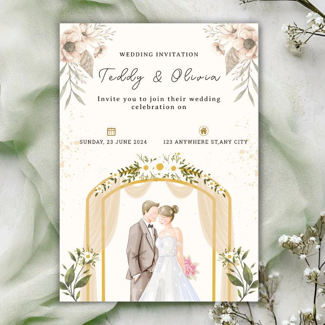 Invitation de mariage florale personnalisée (Créateur téléchargé)