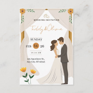 Invitation de mariage florale personnalisée - Élég