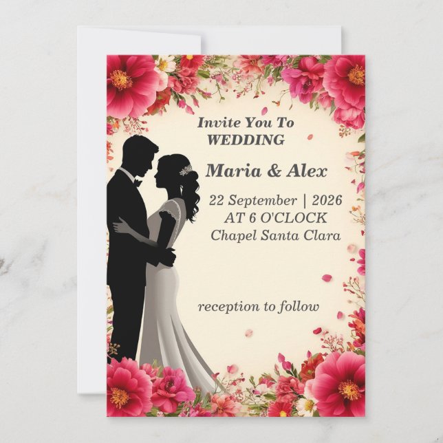 ✨ Invitation De Mariage Florale Pour Fête D'annive (Devant)