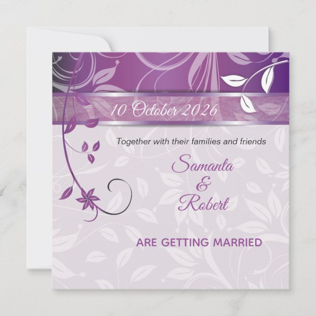 Invitation de mariage florale romantique (Devant)