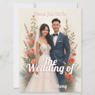 Invitation de mariage florale romantique de style