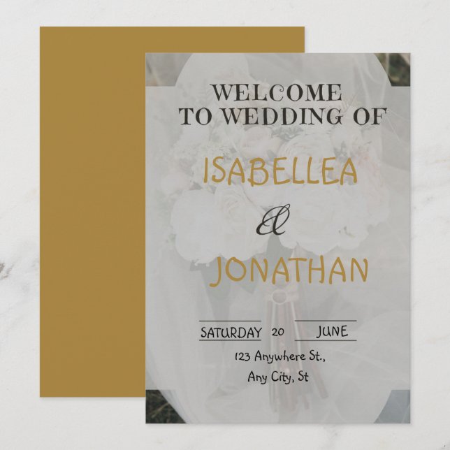 Invitation de mariage florale romantique élégante (Devant / Derrière)