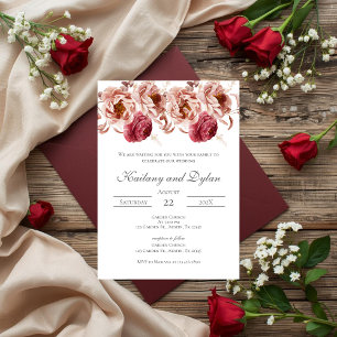 Invitation de mariage florale rose