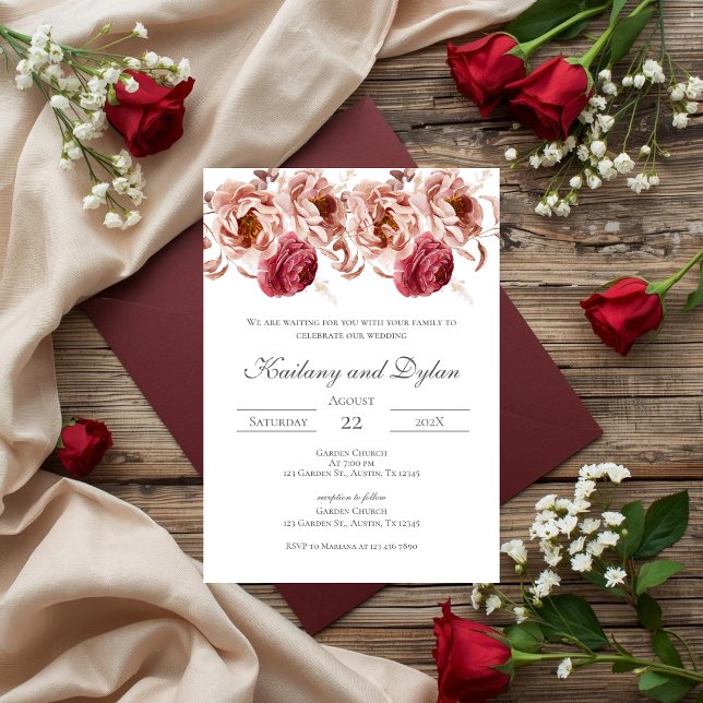 Invitation de mariage florale rose (Créateur téléchargé)