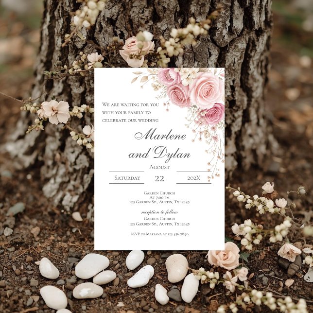 Invitation de mariage florale rose (Créateur téléchargé)