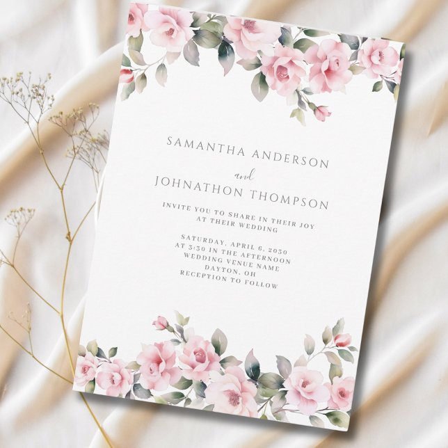 Invitation de mariage florale rose élégante (Créateur téléchargé)