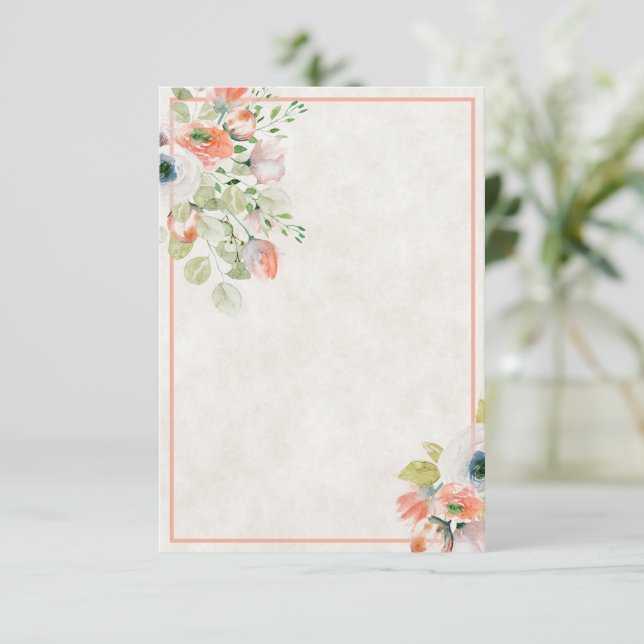 Invitation de mariage florale rose et bleue à budg (Debout devant)
