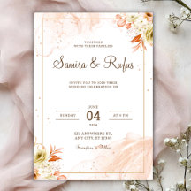 Invitation de mariage florale rose personnalisée