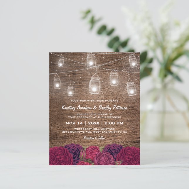Invitation de mariage florale rustique en pot Maso (Debout devant)