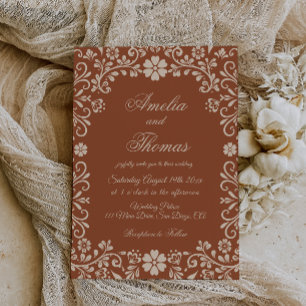 Invitation de mariage florale Talavera mexicaine
