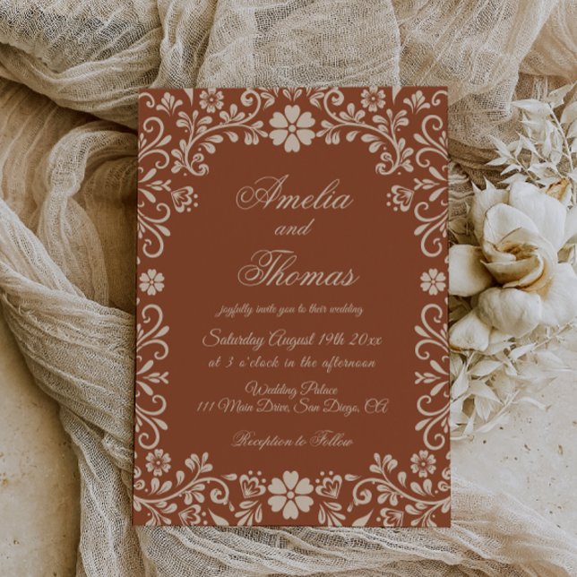 Invitation de mariage florale Talavera mexicaine (Créateur téléchargé)