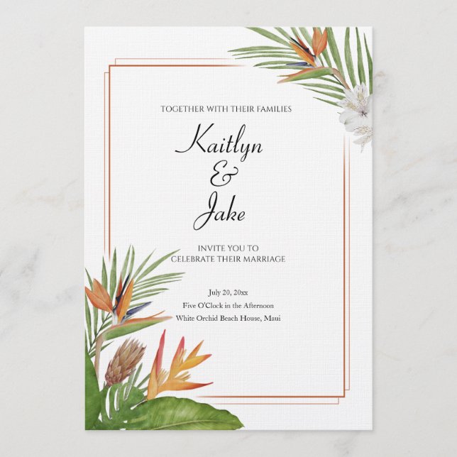 Invitation de mariage florale tropicale colorée (Devant)