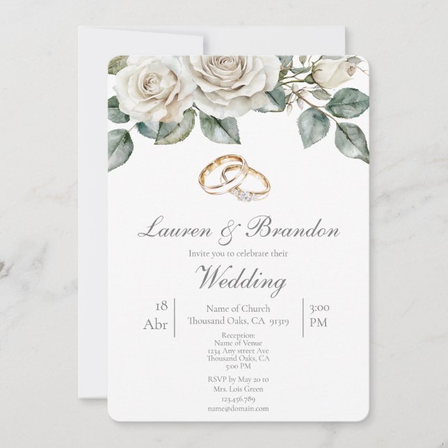 Invitation de mariage florale verdure (Devant)