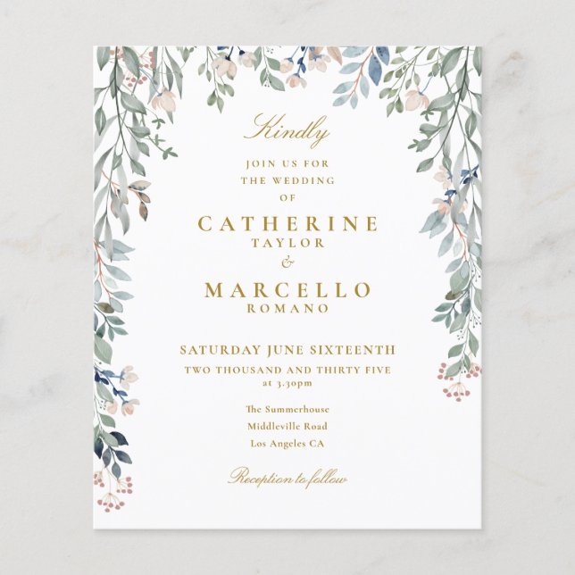Invitation de mariage florale verdure budget (Devant)