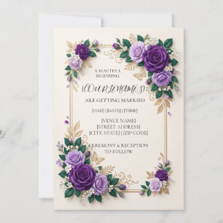 Invitation de mariage florale violette personnalis