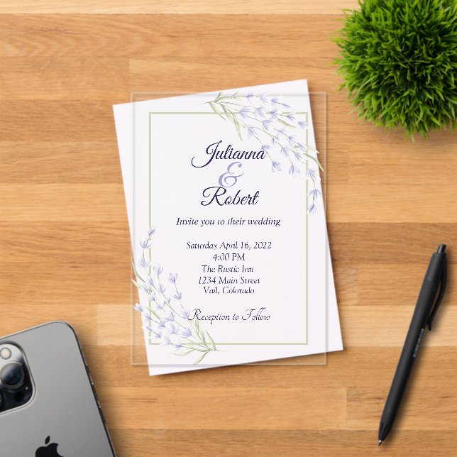 Invitation de mariage florale violette simple (Insitu (Carte d'invitation))