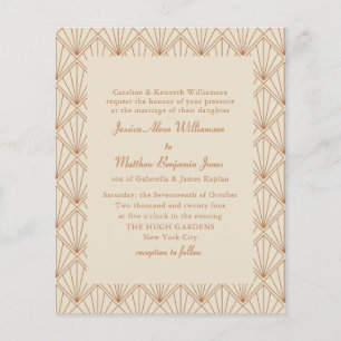 Invitation de mariage formelle Art déco orange brû