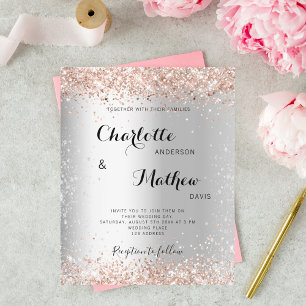 Invitation de mariage formelle et économique à ros