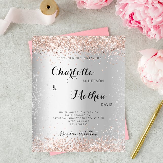 Invitation de mariage formelle et économique à ros (Créateur téléchargé)
