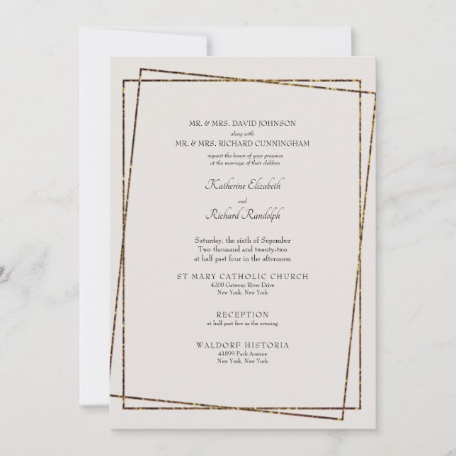 Invitation de mariage formelle neutre des deux par (Devant)