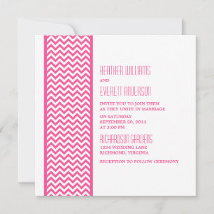 Invitation de mariage frontalier rose Chevron