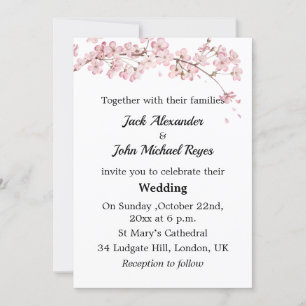 Invitation de mariage gay minimaliste à fleurs de