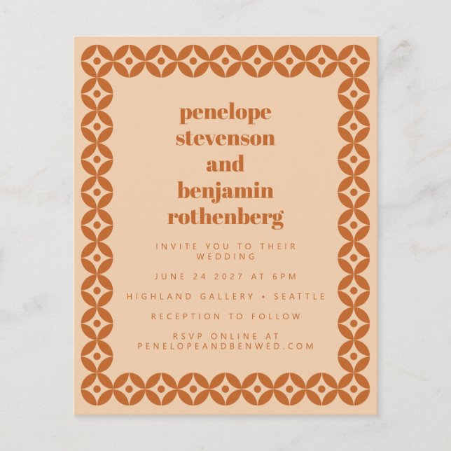 Invitation de mariage géométrique Budget Brown Tan (Devant)