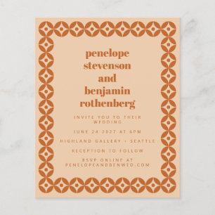 Invitation de mariage géométrique Budget Brown Tan