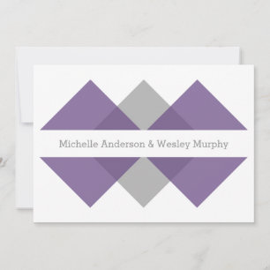 Invitation de mariage géométrique gris violet