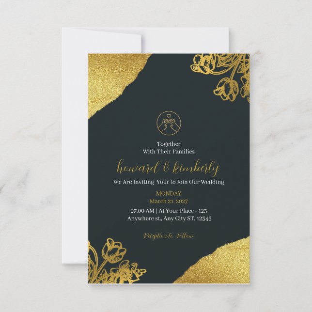 Invitation de mariage Gold Elegant (Devant)