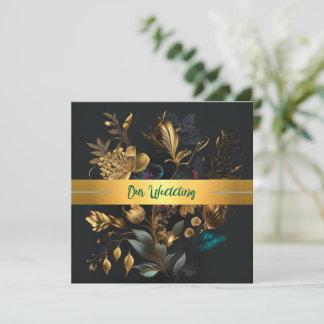 Invitation de mariage Gold et Blue Garden