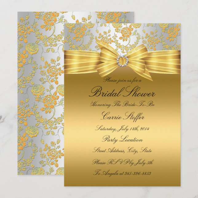 Invitation de mariage Gold Silver Rose (Devant / Derrière)
