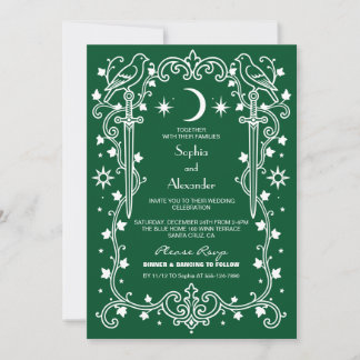 Invitation de mariage gothique céleste argentée so