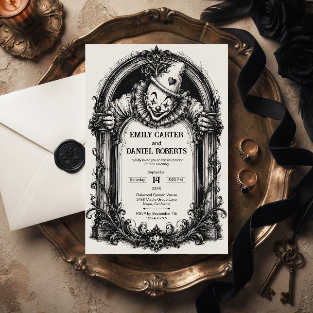 Invitation de mariage gothique Clown Effrayant (Créateur téléchargé)