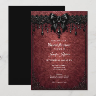 Invitation de mariage gothique dentelle rouge noir