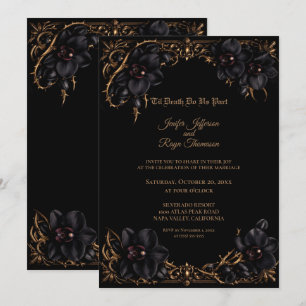 Invitation de mariage gothique élégante à orchidée