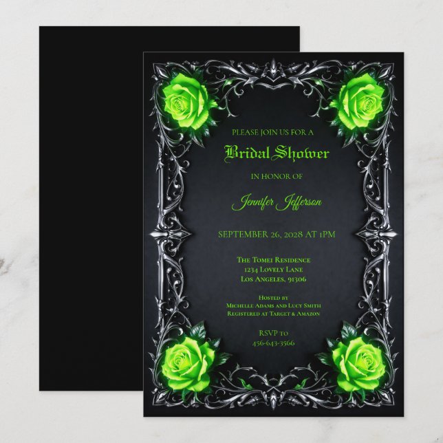Invitation de mariage gothique floral Halloween (Devant / Derrière)