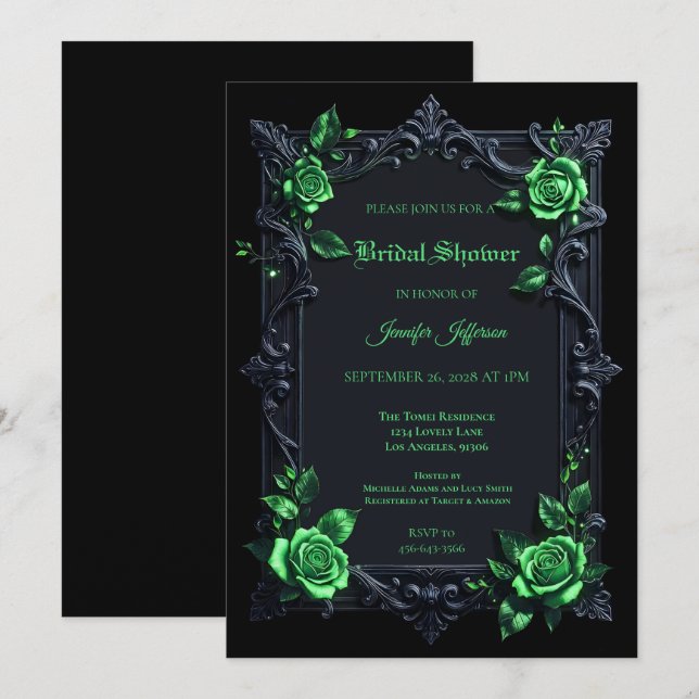 Invitation de mariage gothique floral Halloween (Devant / Derrière)