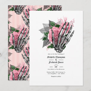 Invitation de mariage gothique florale rose avec c