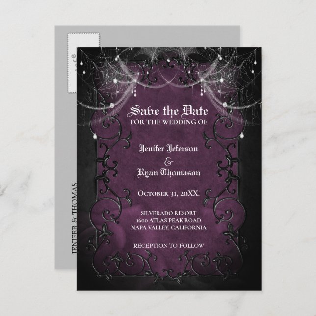 Invitation de mariage gothique Halloween (Devant / Derrière)