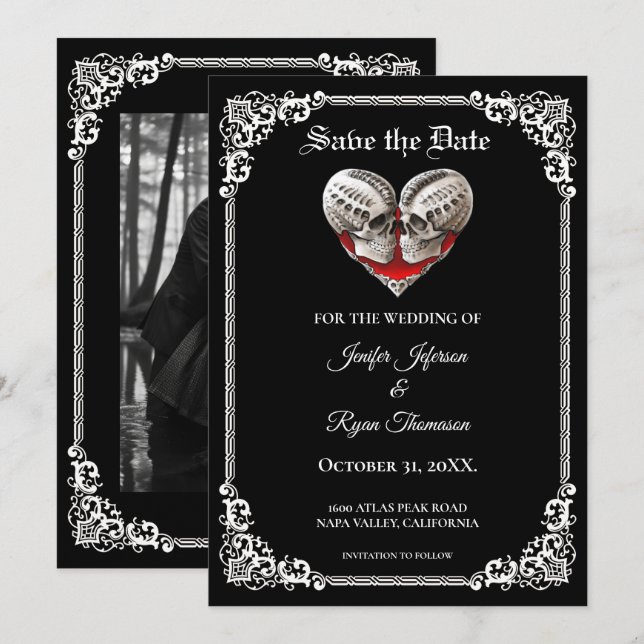 Invitation de mariage gothique Halloween à conserv (Devant / Derrière)