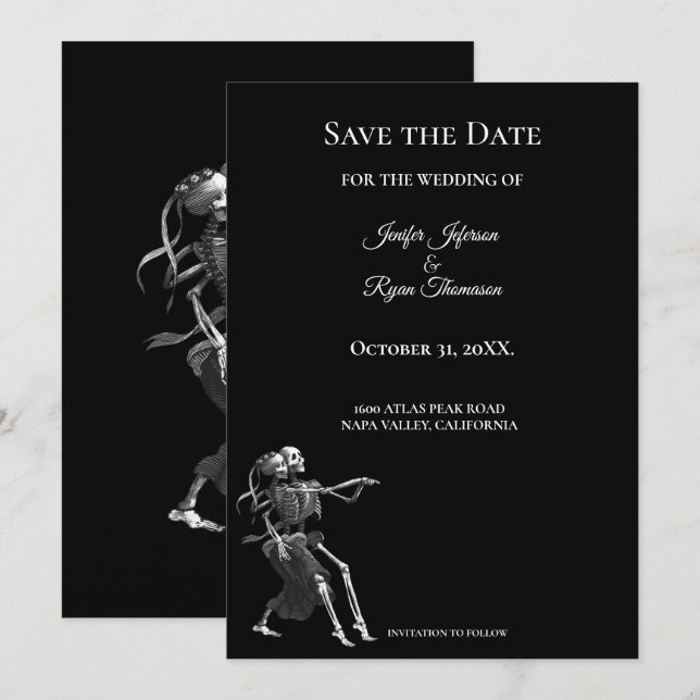 Invitation de mariage gothique Halloween à conserv (Devant / Derrière)