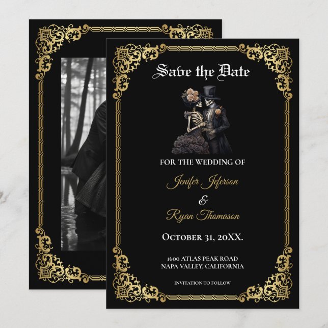 Invitation de mariage gothique Halloween à conserv (Devant / Derrière)