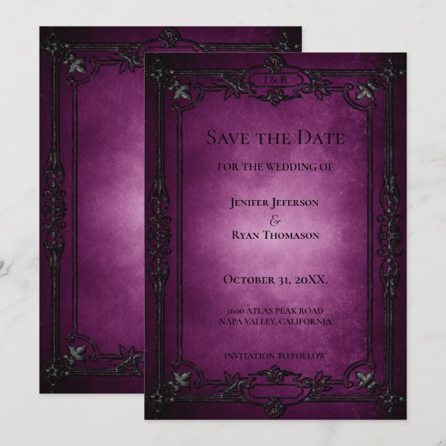 Invitation de mariage gothique Halloween à conserv (Devant / Derrière)