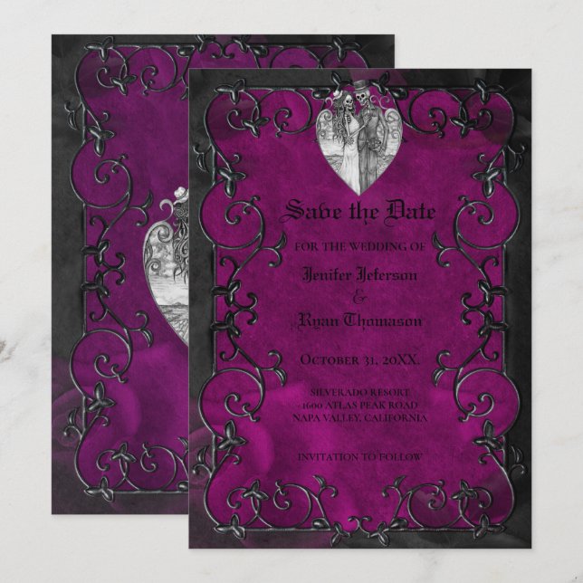 Invitation de mariage gothique Halloween à conserv (Devant / Derrière)