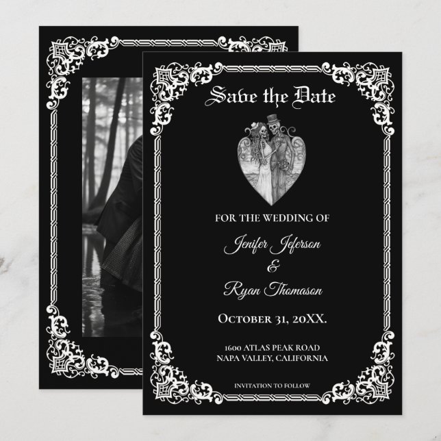 Invitation de mariage gothique Halloween à conserv (Devant / Derrière)