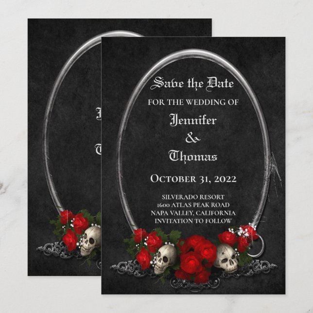 Invitation de mariage gothique Halloween à conserv (Devant / Derrière)